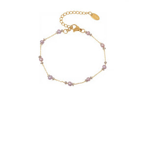 Dainty Nature Pearl Station Charm Bracelet