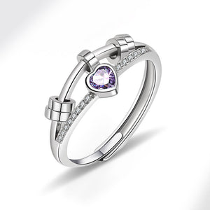 Heart Bead Anxiety Fidget Spinner Ring