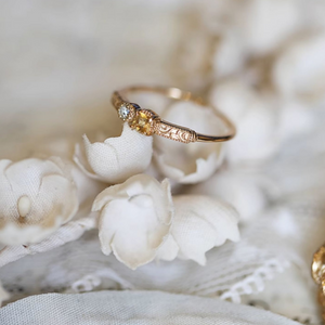 Elegant Rose Cut Citrine Stacking Ring
