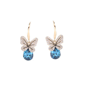 Teardrop Butterfly Drop Statement Earrings