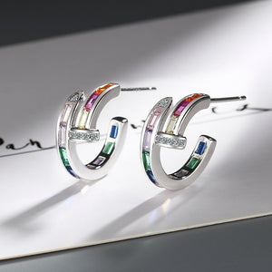 Rainbow LGBTQ Pride Half Hoop Earrings