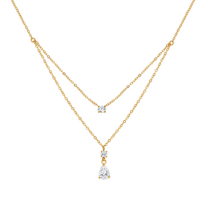 Dainty Teardrop Double Layering Necklace