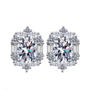 Multi Cut Moissanite Cluster Stud Earrings
