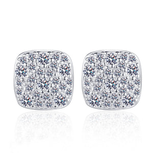 Cushion Moissanite Cluster Stud Earrings