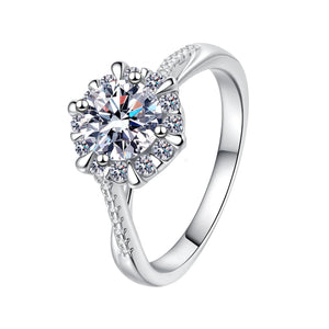 Round Moissanite Cluster Engagement Ring