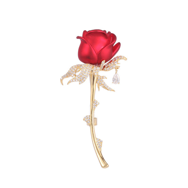Rose Flower Red Blue Wedding Brooch