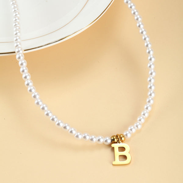 Initial Letter Pearl Necklace
