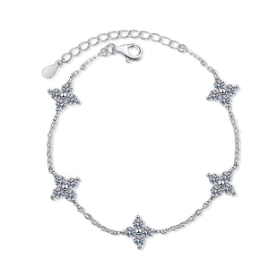 Moissanite Four Leaf Clover Station Bracelet