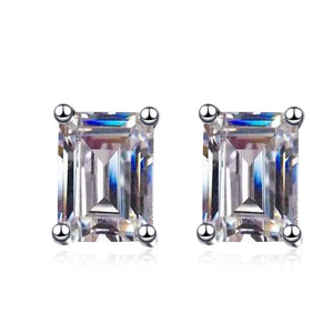Emerald Cut Moissanite Stud Earrings