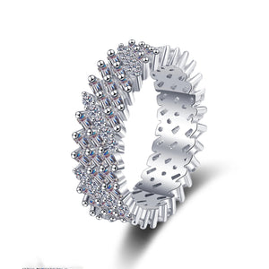 Multi Cut Moissanite Cluster Eternity Ring