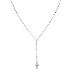 Tiny Small Cross Drop Bead Chain Y Necklace