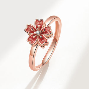 Pink Peach Blossom Fidget Spinner Ring
