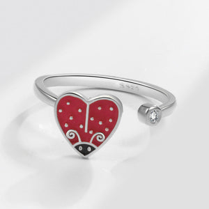 Ladybug Heart Anxiety Fidget Spinner Ring
