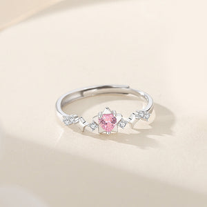 Dainty Pink Heart Star Couple Matching Ring