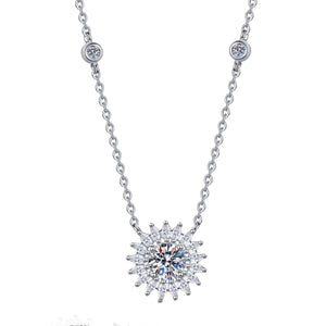 Moissanite Sunflower Pendant Necklace