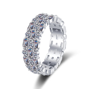 Baguette Round Moissanite Cluster Ring