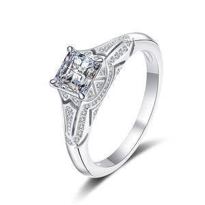 Four-Prong Moissanite Pave Engagement Ring
