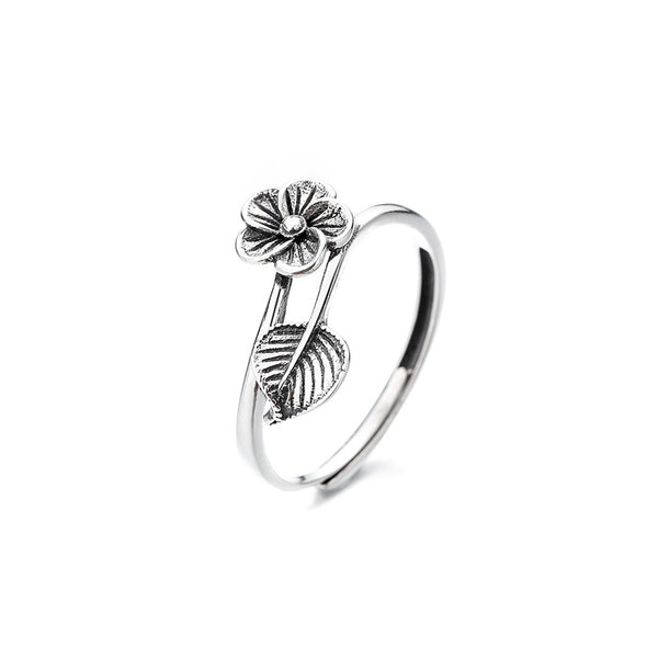 Silver Flower Leaf Ring