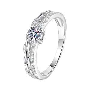 Chain Link Moissanite Engagement Ring