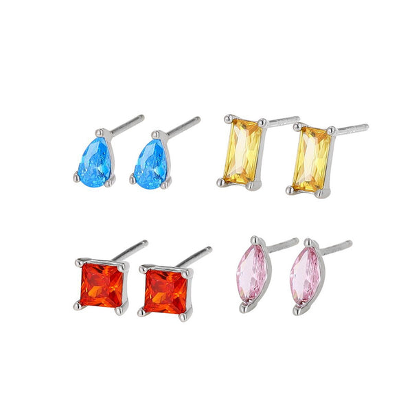 Colored Gem Stud Earrings