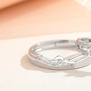 Cherry Blossom Flower Mountain Couple Ring