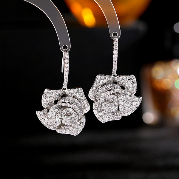 Rose Flower Hook Earrings