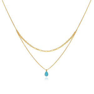 Blue Opal Teardrop Pendant Necklace
