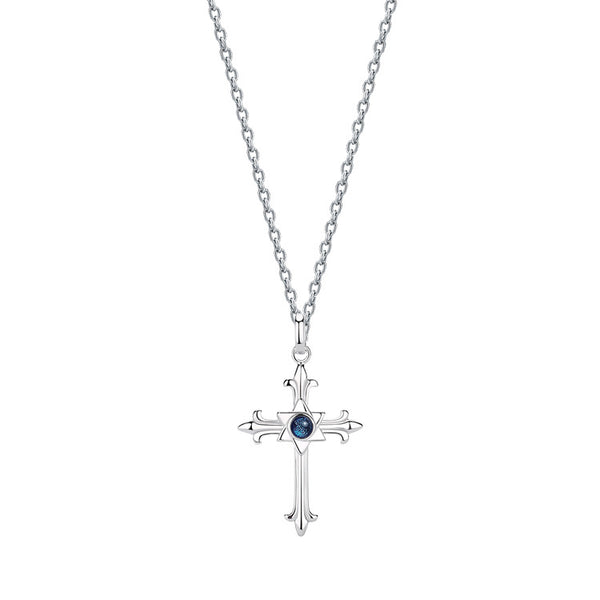 Silver Cross Couple Necklace