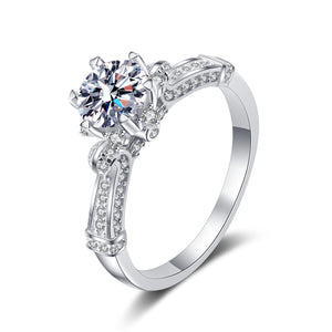 Six-Prong Round Moissanite Engagement Ring
