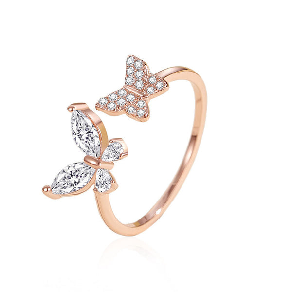 Dainty Double Butterfly Ring