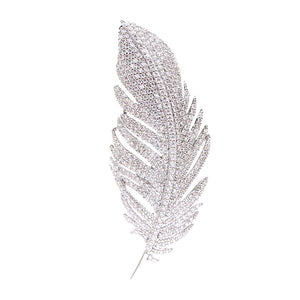 Dainty Full Pave Feather Statement Brooch