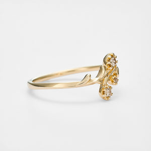 Dainty Gold Flower Leaf Stacking Ring