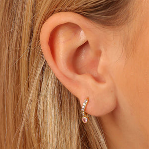 Dainty Heart Drop Hoop Earrings