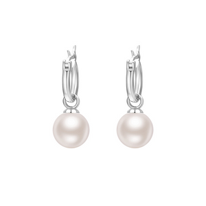 Orecchini a cerchio pendenti con perla delicata