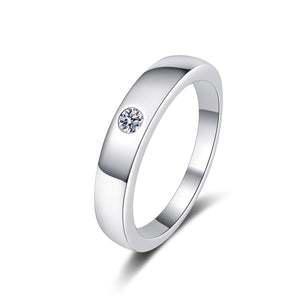 Solitaire Round Moissanite Wedding Band Ring