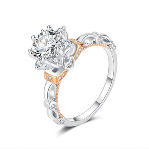 Color Moissanite Flower Halo Statement Ring
