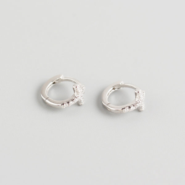 Minimalist Cross Hoop Earrings