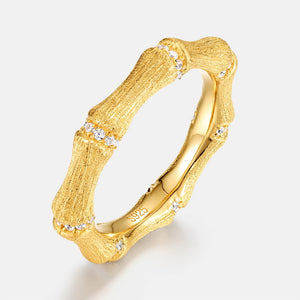 Brushed Gold Bamboo Joint Stacking Ring