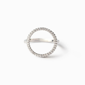 Minimalist Pave Circle Statement Ring