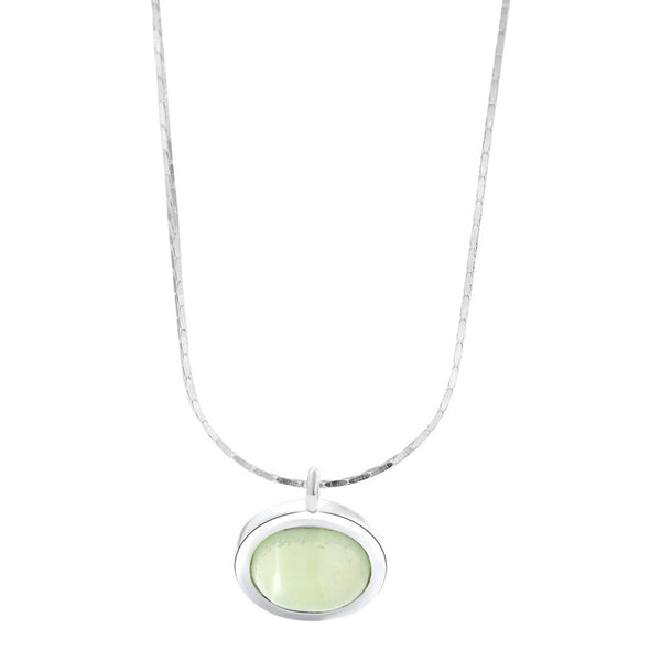 Colored Chalcedony Oval Pendant Necklace