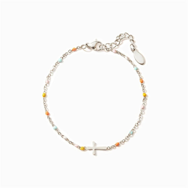 Colored Bead Cross Bracelet
