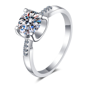 Round Moissanite Pave Engagement Ring