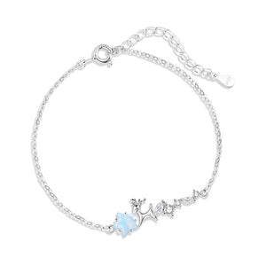 Dainty Silver Deer Glass Stone Bracelet