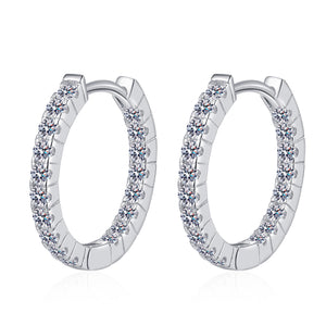 Pave Moissanite Huggie Hoop Earrings