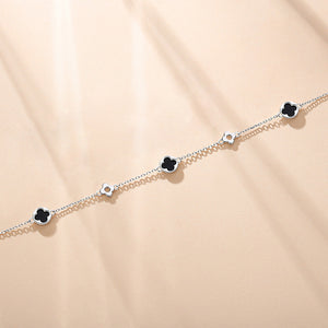 Agate Four Leaf Clover Charm Bracelet