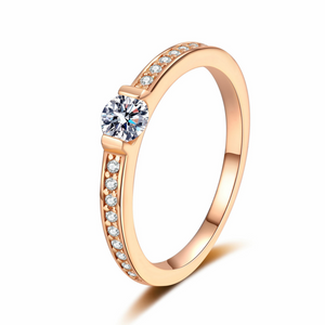 Pave Round Moissanite Engagement Ring