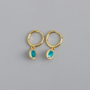 Starry Night Oval Drop Hoop Earrings