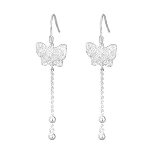 Silver Filigree Butterfly Hook Drop Earrings