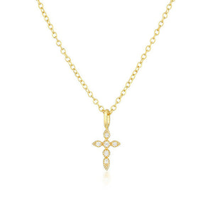 Tiny Small Cross Charm Pendant Necklace