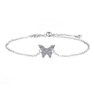 Dainty Moissanite Butterfly Charm Bracelet